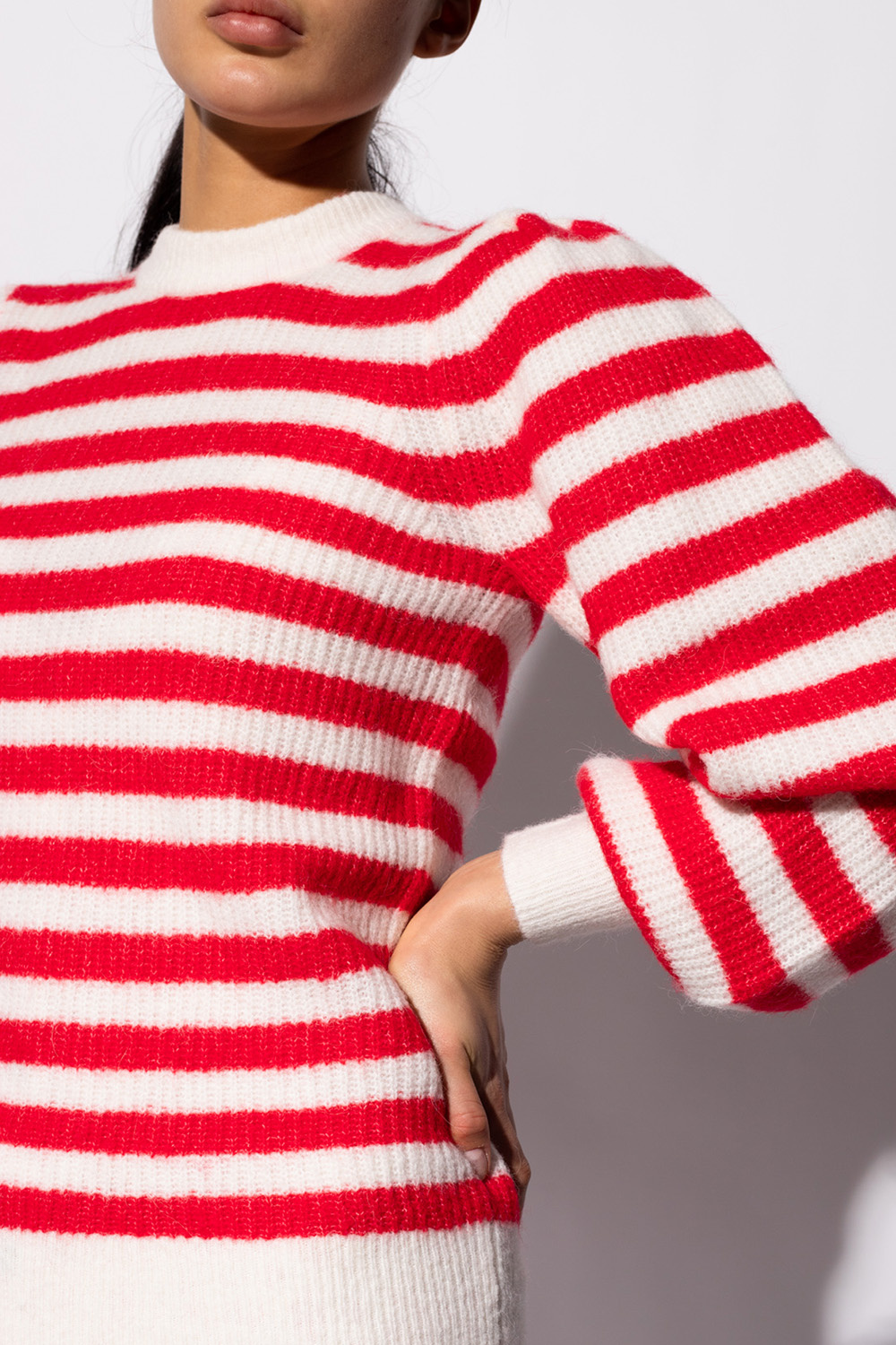 Red white striped on sale sweater